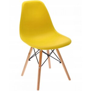 Пластиковий стілець із спикною для дому та офісу Bonro B-173 Full KD. Колір жовтий.