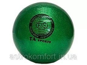 М'яч для художньої гімнастики, д-19см. Колір зелений, з блискітками. TA Sport.
