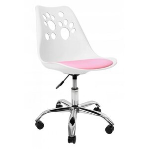 Крісло офісне комп'ютерне Bonro B-881 стілець для комп'ютера білий з рожевим сидінням