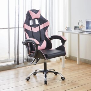 Комп'ютерне геймерське крісло Bonro BN-810 чорне з рожевим