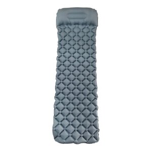 Надувний похідний спальний килимок каремат з насосом WCG для кемпінгу (сірий)