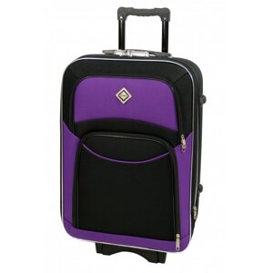 Тканинна дорожня валіза середнього розміру Bonro Style чорно-темно фіолетовий