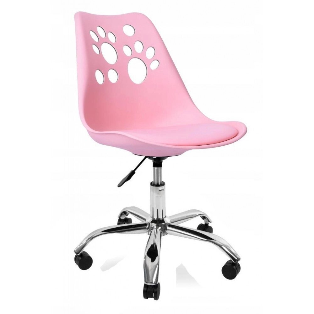 Поворотне офісне крісло на колесах для офісу Bonro B-881 рожевого кольору від компанії Інтернет-магазин "мегасфера" - фото 1