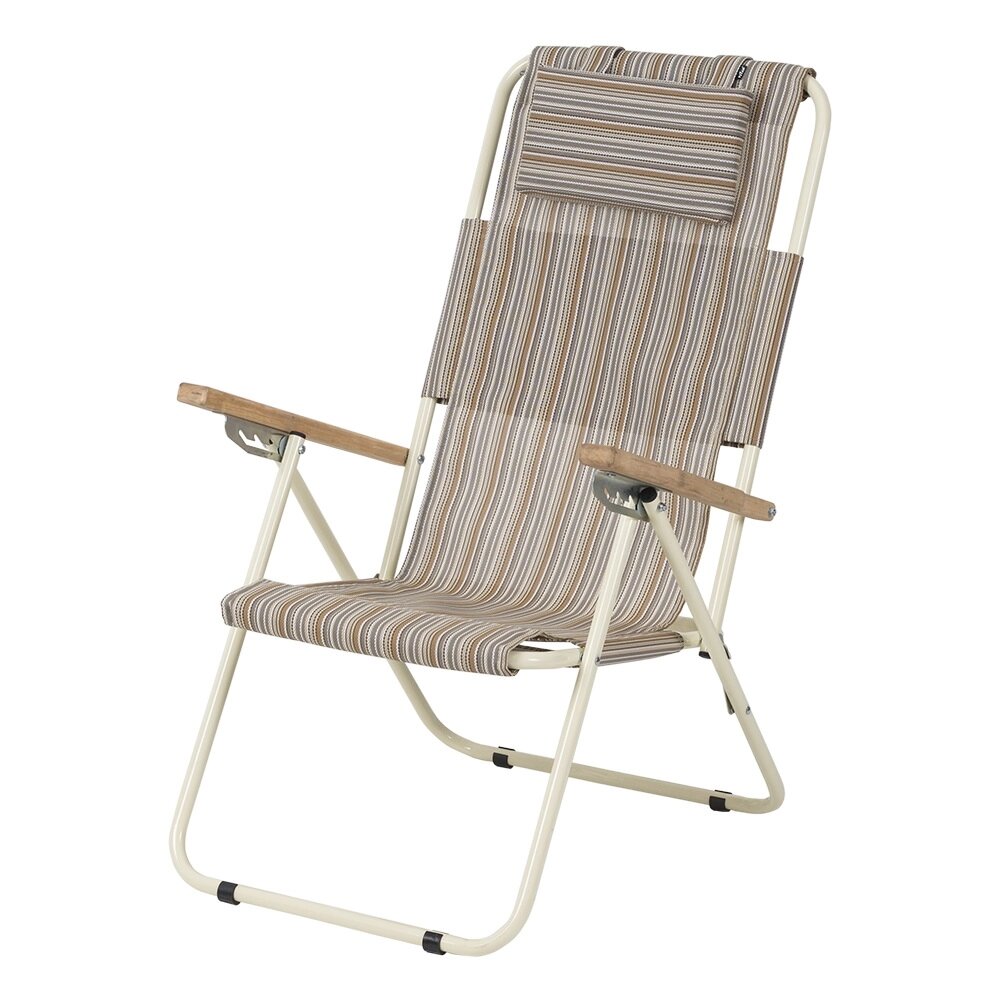 Розкладне крісло-шезлонг для саду для дачі "Ясень" d20 мм (текстилен бежева смуга) від компанії Інтернет-магазин "мегасфера" - фото 1