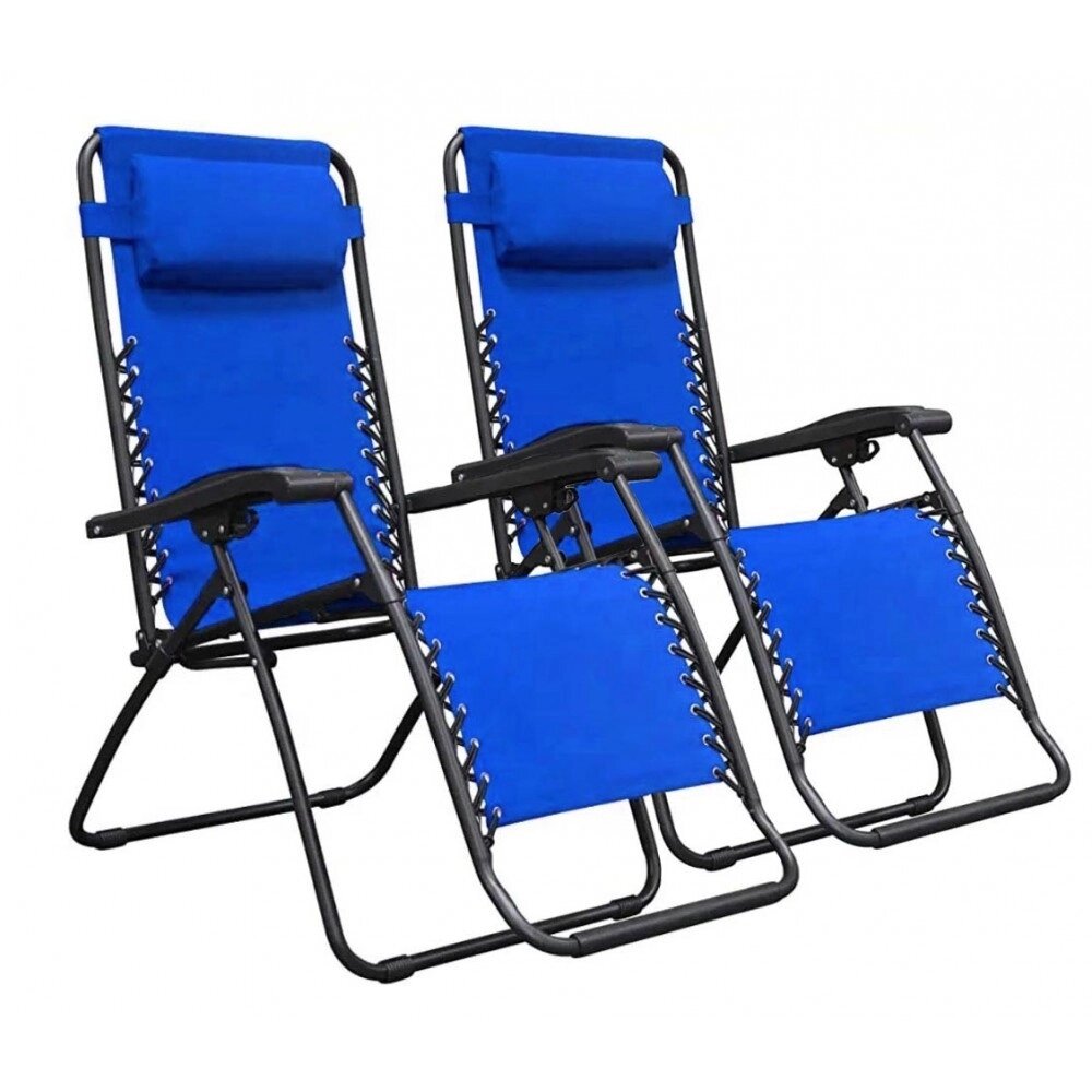 Розкладне садове крісло лежак шезлонг комплект 2 штуки Bonro СПА-167A синій колір від компанії Інтернет-магазин "мегасфера" - фото 1