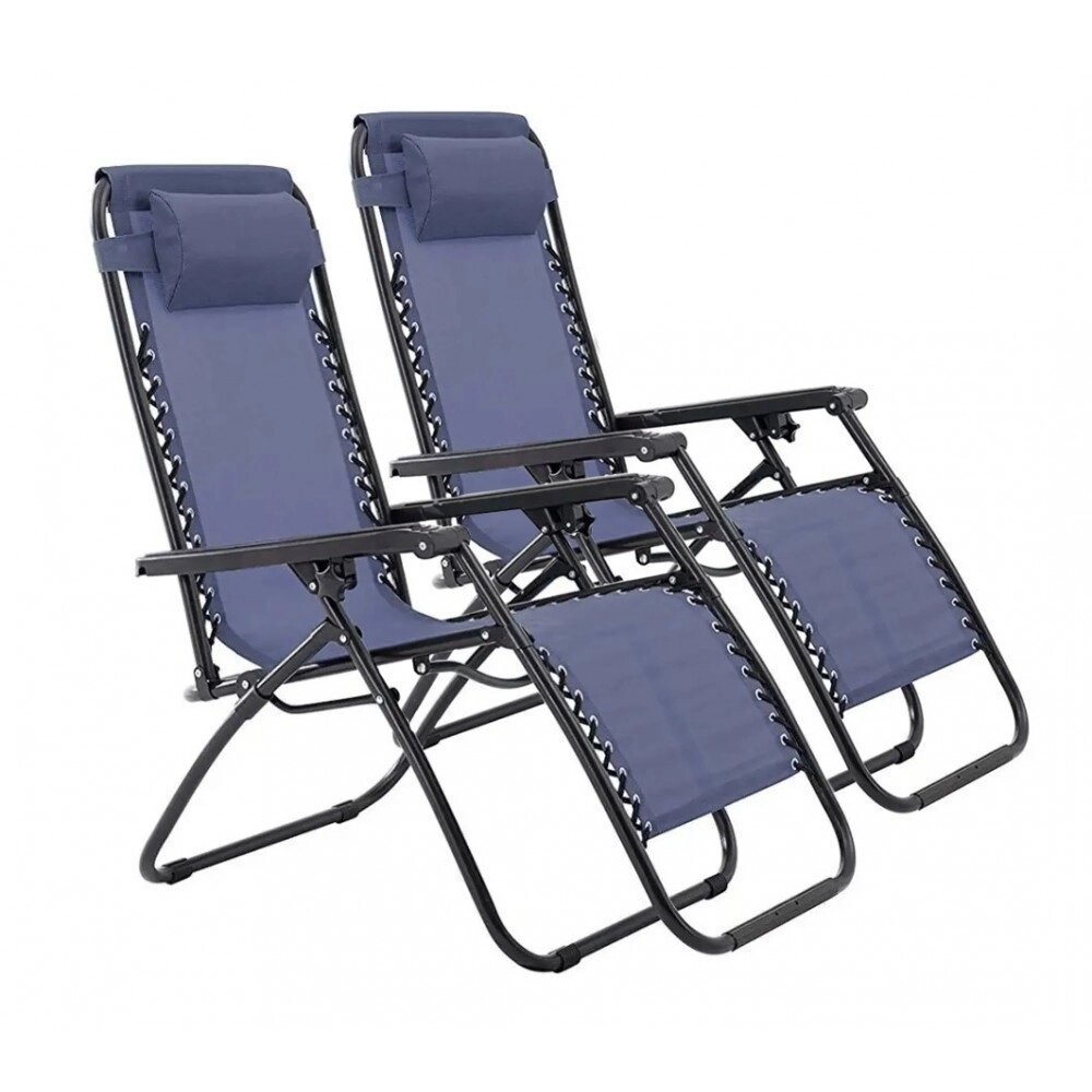 Розкладне садове крісло лежак шезлонг комплект 2 штуки Bonro СПА-167A сірий колір від компанії Інтернет-магазин "мегасфера" - фото 1