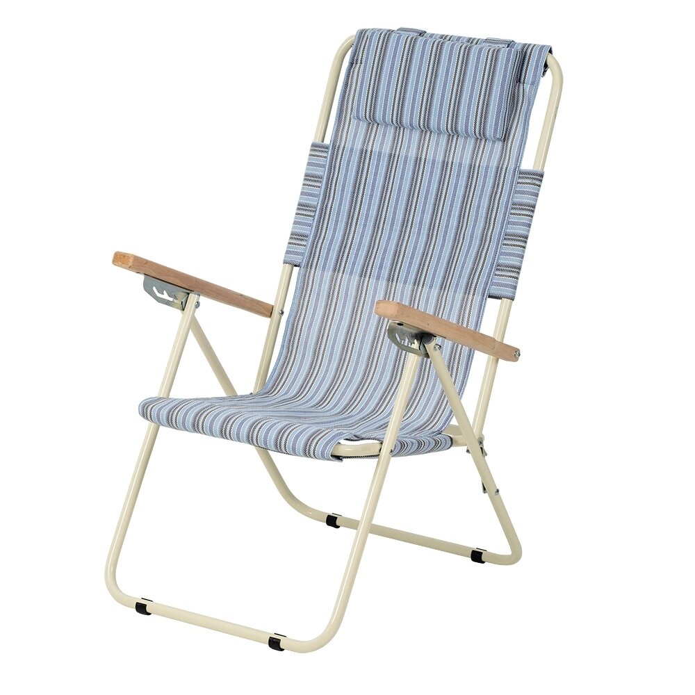 Садове крісло-шезлонг "Ясень" d20 мм (текстильний блакитна смужка) Садовий розкладний стілець. від компанії Інтернет-магазин "мегасфера" - фото 1