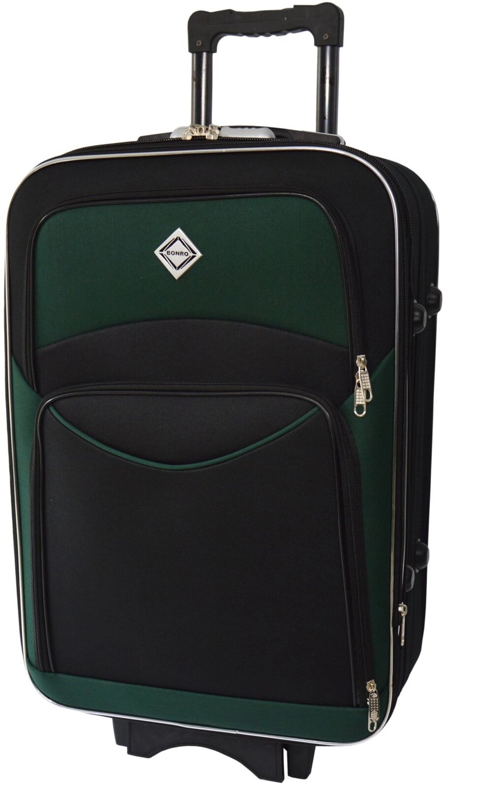 Тканинна дорожня валіза середнього розміру Bonro Style чорно-зелений від компанії Інтернет-магазин "мегасфера" - фото 1