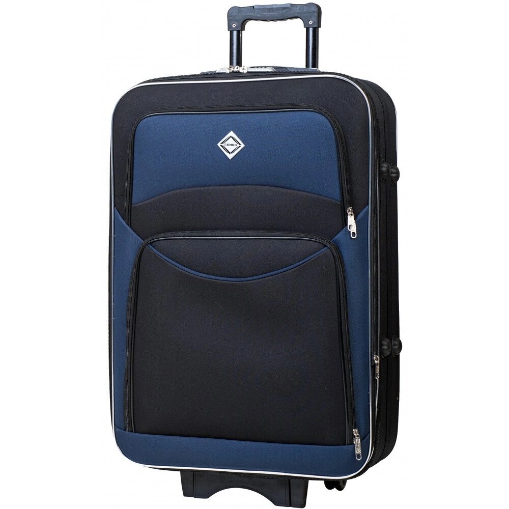 Тканинна дорожня валіза середнього розміру Bonro Style колір чорно-темно-синій від компанії Інтернет-магазин "мегасфера" - фото 1