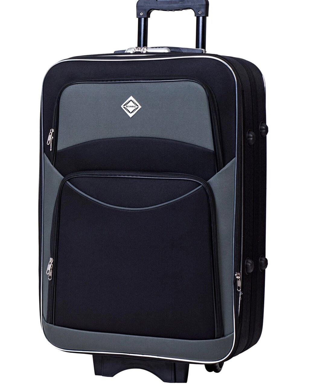 Тканинна валіза великого розміру Bonro Style колір чорно-сірий від компанії Інтернет-магазин "мегасфера" - фото 1