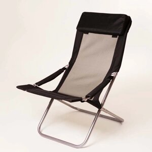 Туристичне розкладне крісло шезлонг "Горизонт" d25 мм. чорний текстилен