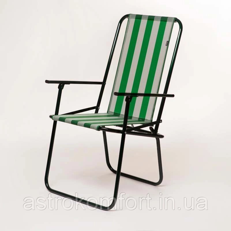 Туристичний розкладний стілець "Дачний" d18 мм (біло-зелена смуга) для дачі, саду. від компанії Інтернет-магазин "мегасфера" - фото 1