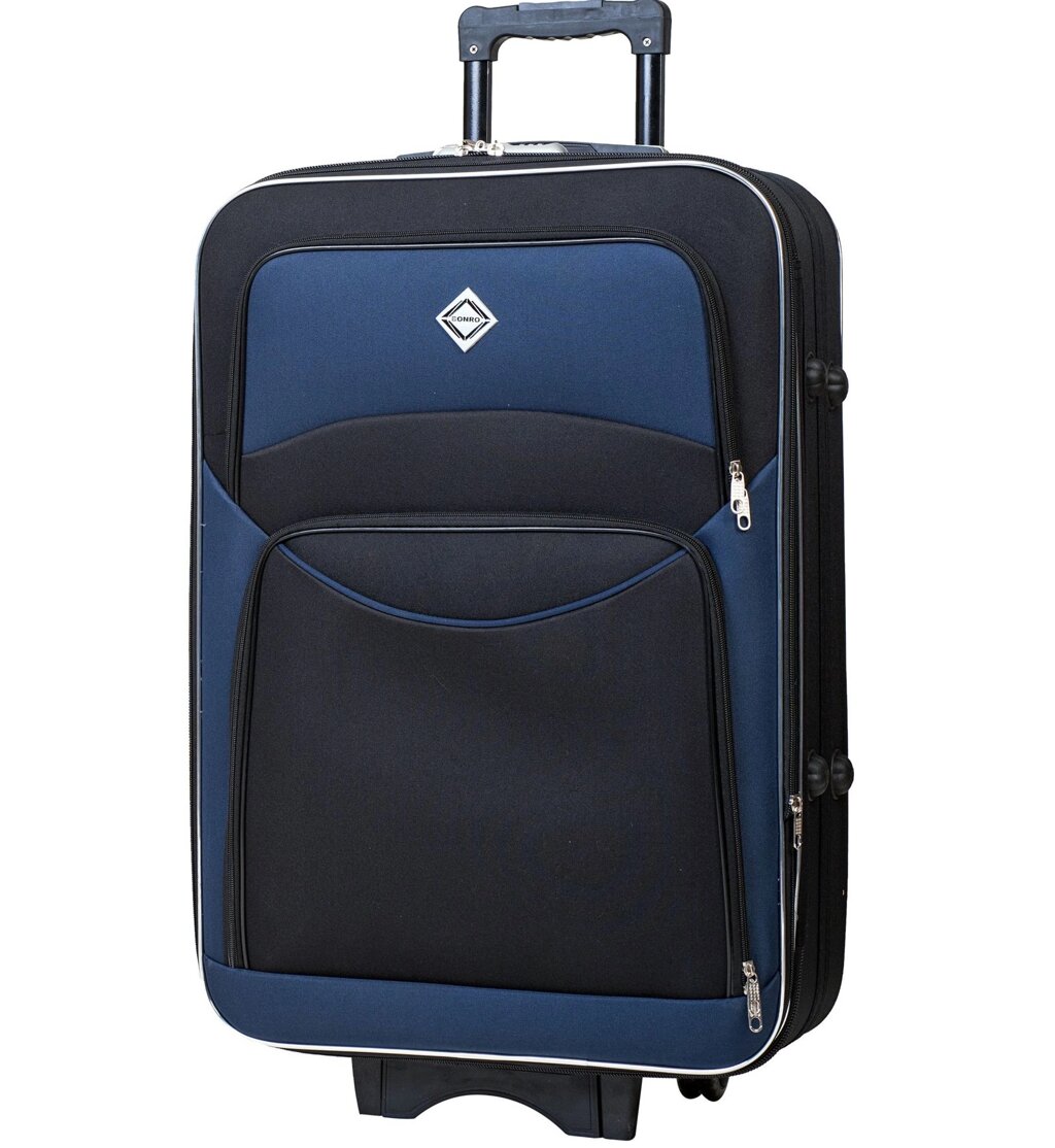 Велика дорожня валіза з тканини Bonro Style чорно-темно синій від компанії Інтернет-магазин "мегасфера" - фото 1