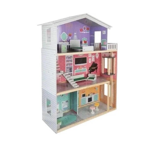 Великий дерев'яний будиночок для ляльок із набором меблів від компанії Інтернет-магазин "мегасфера" - фото 1