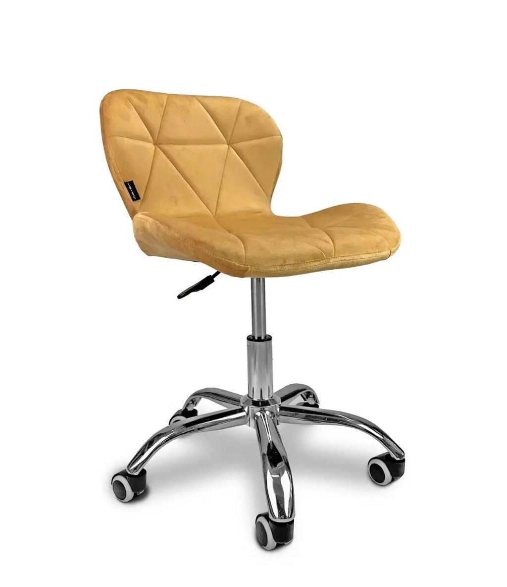 Велюрове крісло стілець зі спинкою на колесах JUST SIT RIVELLO колір жовтий від компанії Інтернет-магазин "мегасфера" - фото 1
