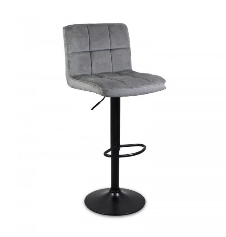 Велюровий барний стілець Hoker Monzo. Колір сірий з чорною металевою ногою. від компанії Інтернет-магазин "мегасфера" - фото 1