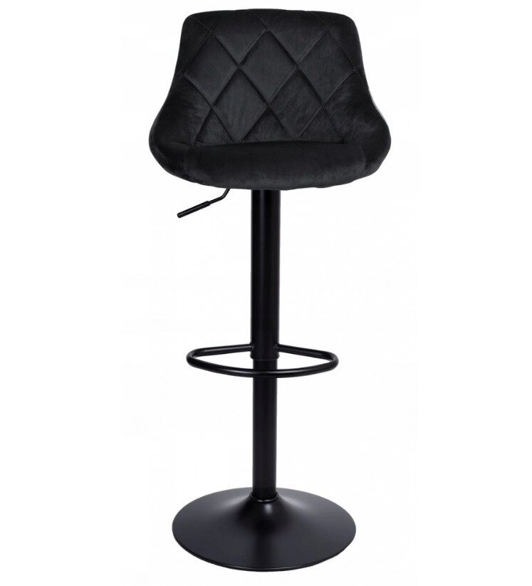 Велюровий барний стілець зі спинкою Bonro B-074. Колір чорний із чорною ніжкою від компанії Інтернет-магазин "мегасфера" - фото 1