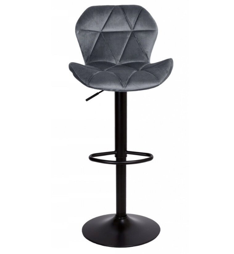 Велюровий барний стілець зі спинкою Bonro B-087. Колір сірий на чорній ніжці від компанії Інтернет-магазин "мегасфера" - фото 1