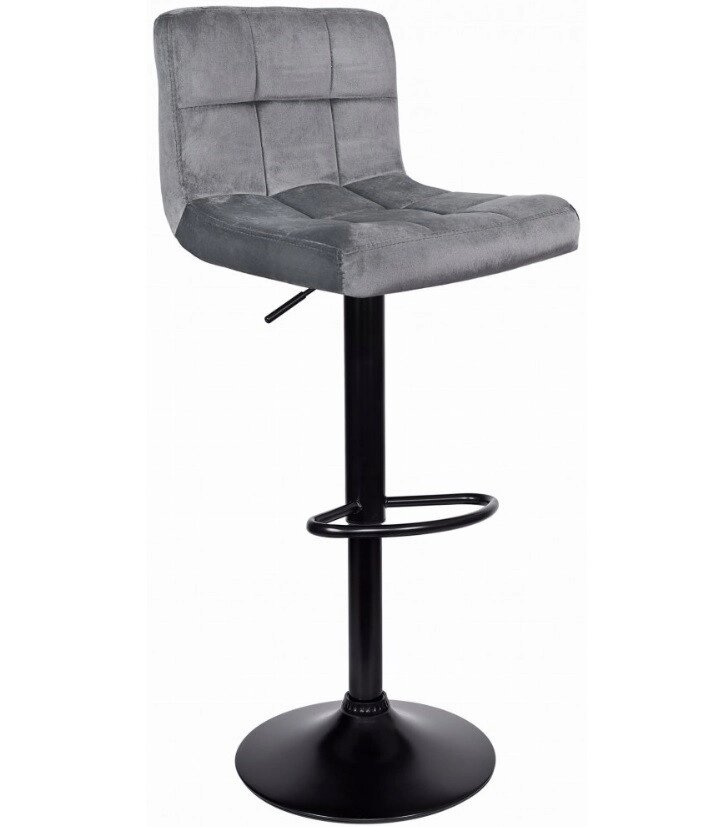 Велюровий барний стілець зі спинкою Hoker Bonro B-0106 сірий із чорною основою від компанії Інтернет-магазин "мегасфера" - фото 1