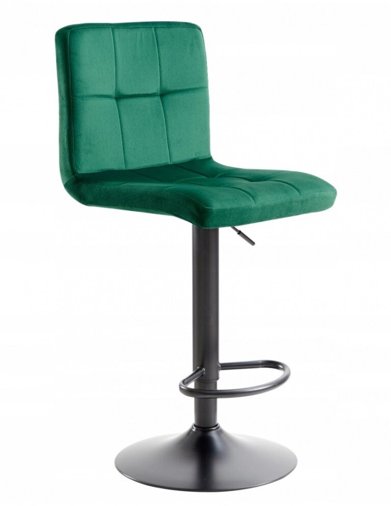 Велюровий барний стілець зі спинкою Hoker Bonro B-0106 зелений із чорною основою від компанії Інтернет-магазин "мегасфера" - фото 1