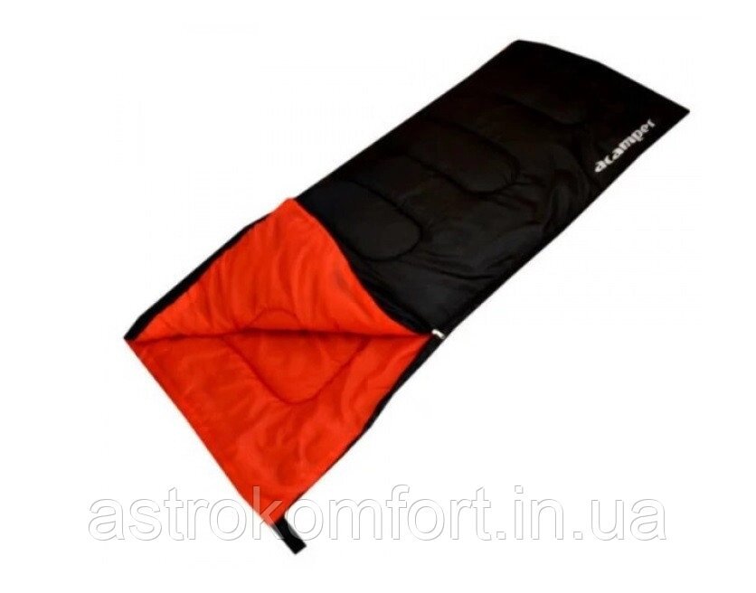 Всесезонний спальний мішок-ковдра Acamper 300 г / м2 колір чорний від компанії Інтернет-магазин "мегасфера" - фото 1