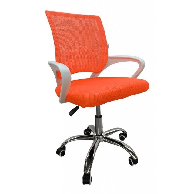 Зручне офісне крісло для комп'ютера Bonro 619 помаранчеве з білими підлокітниками від компанії Інтернет-магазин "мегасфера" - фото 1