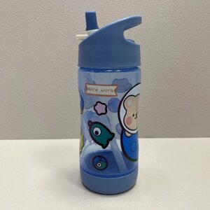 Пляшка-поїлка дитяча з трубочкою 350 мл пластикова Stenson WW02674 блакитна