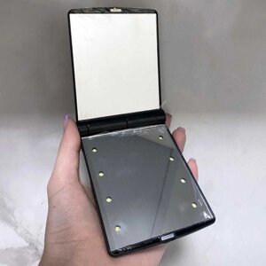 Кишенькове дзеркало складне з LED підсвічуванням чорне A-PLUS 822