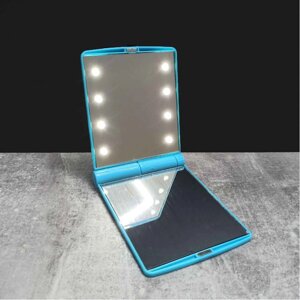 Кишенькове дзеркало складне з LED підсвічуванням блакитне A-PLUS 822