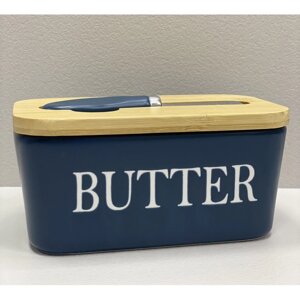 Маслянка керамічна з ножем Butter A-Plus 0480 синя
