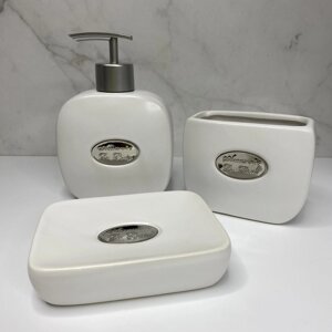 Набір аксесуарів для ванної кімнати 3 предмети Bona Di 851-254 білий