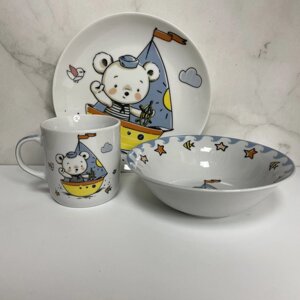 Набір порцелянового дитячого посуду Little Sailor 3 предмети Limited Edition C805