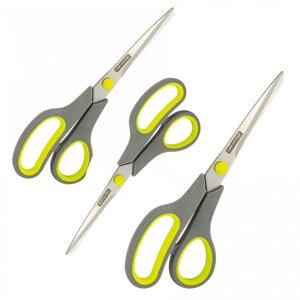 Набір ножиць універсальних 3 предмета з нержавіючої сталі з пластиковими ручками Kamille KM-5186