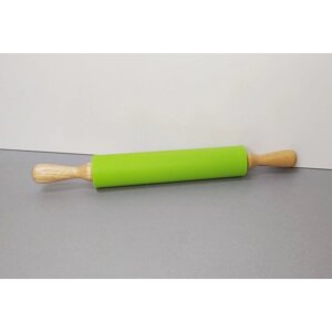 Силіконова скалка 43 х 5.5 см c дерев'яними ручками Салатовая Stenson 2993