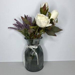 Ваза для квітів скляна 19,5 см Crystal 6841679 сірий