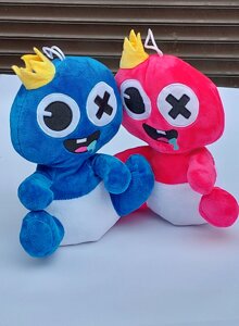 Набір 2 шт М'яка Іграшка Райдужні друзі - Rainbow Friends - Бебі Блю - 25 см - Рожевий і Синій