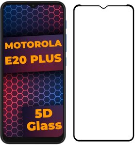 5D скло Motorola E20 (Захисне Full Glue) Black