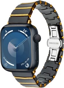 Керамічний Ремінець Luxury для Apple Watch 42-49mm Series 8 7 6 5 4 3 2 SE Black Gold