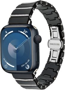 Керамічний Ремінець Luxury для Apple Watch 42-49mm Series 8 7 6 5 4 3 2 SE Black Silver