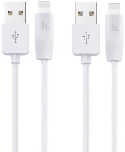 Комплект кабелю Lightning (iPhone, iPad) Hoco X1 (1m) White (2 шт)