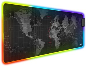 Килимок для миші з підсвічуванням SHLab Spectra Карта Світу (80x30 см)