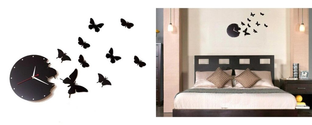 Годинники настінні "Метелики" чорні від компанії Інтернет-магазин Кo-Di - фото 1