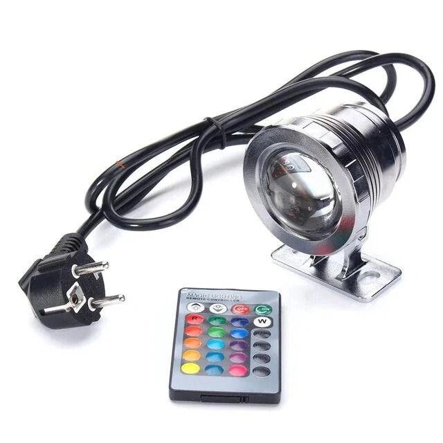 Кольоровий світлодіодний прожектор RGB з пультом і виделкою 15 Вт, 220В від компанії Інтернет-магазин Кo-Di - фото 1