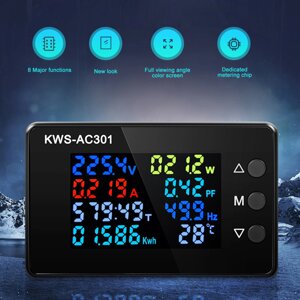 Цифровий ватметр змінного струму з вимірювачем частоти KWS-AC301, 100 А