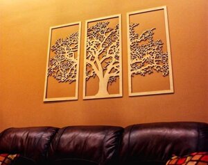 Декоративне різьблене панно на стіну МДФ 023 дерево*3