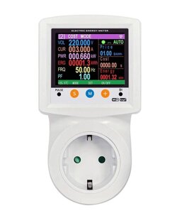 Багатофункціональний ватметр у розетку, Wi-Fi, Tuya, з функціями захисту