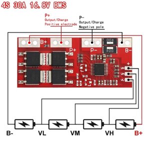 Плата захисту BMS 4S YH11047A, для 4-х Li-ion 18650