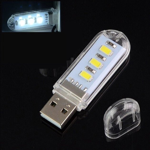 USB світлодіодний ліхтарик, 3 світлодіоди від компанії Інтернет-магазин Кo-Di - фото 1