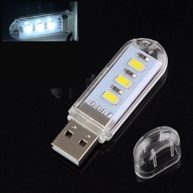 USB світлодіодний ліхтарик, 3 світодіода від компанії Інтернет-магазин Кo-Di - фото 1