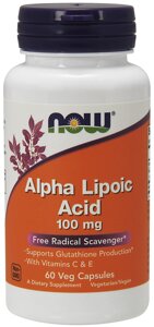 Альфа-ліпоєва кислота, Alpha Lipoic Acid, Now Foods, 100 мг, 60 капcул